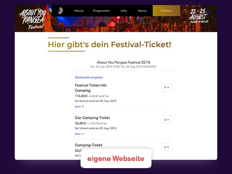 Tickets deiner eingetragenen Veranstaltung auf deiner Website einbetten